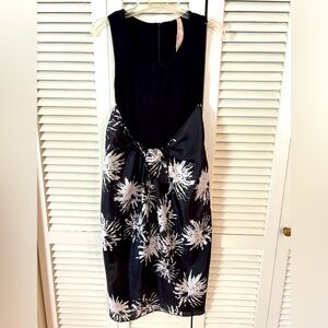 Bailey 44 Black Tank Dress w/ Attached Black/White Print Silk Sarong Sz XS